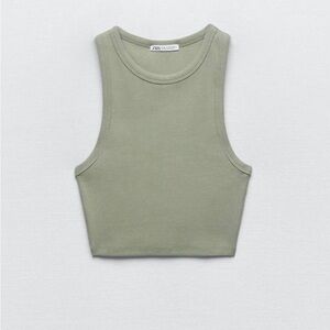 Zara cropped tank top. GREEN